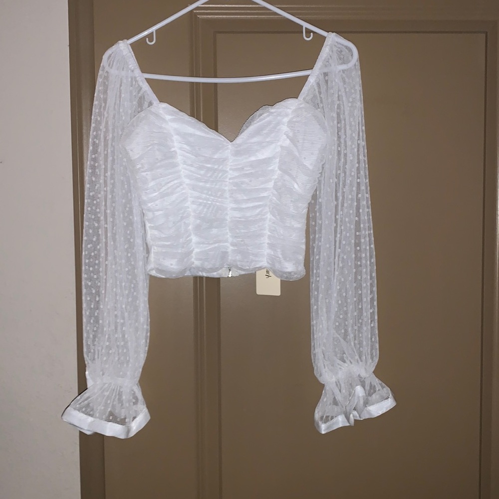 White lace crop top